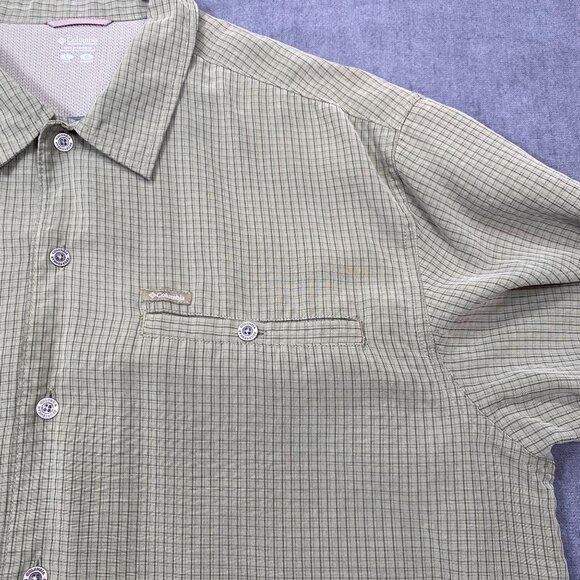 Columbia Mens Green Plaid Short-Sleeve Button-Up Shirt L Lightweight Modal Blend - Picture 3 of 13
